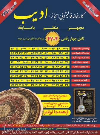 کارخانه قالیشویی ادیب شعبه پاسداران  شمیرانات 